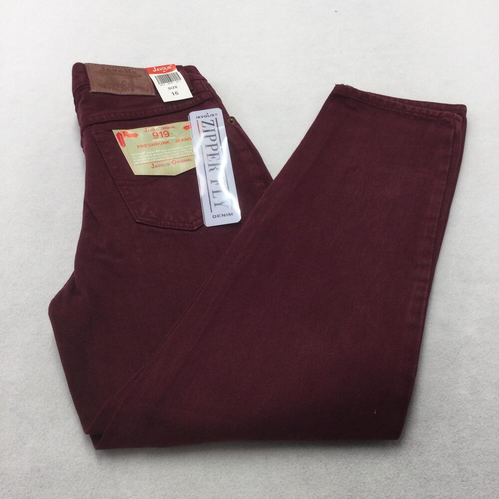 Vintage Javolis 919 Jeans Womens 16 Red Dark Wash High Rise Straight Denim